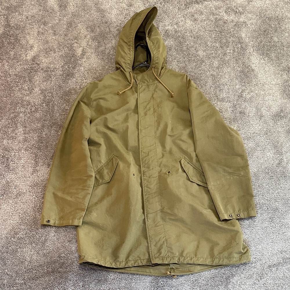 Olive Hooded Men's Trench Jacket